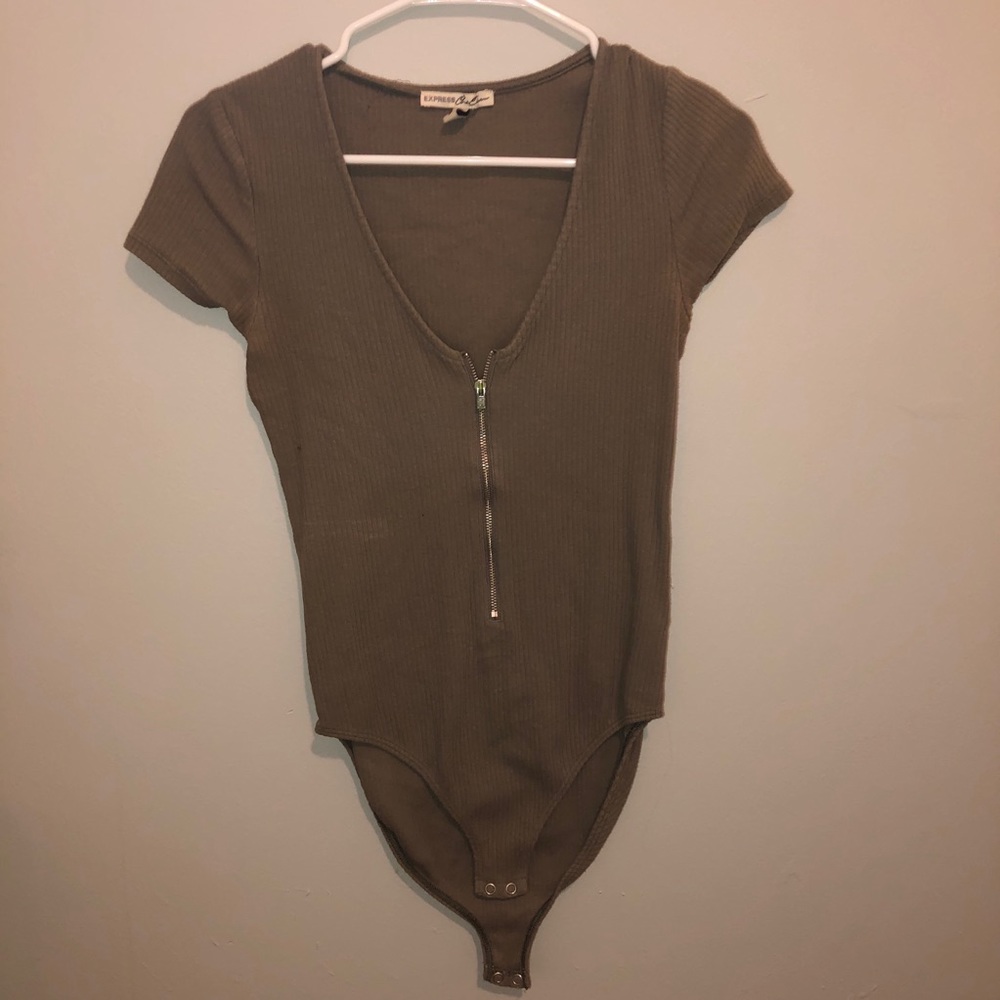 Olive ribbed Express bodysuit